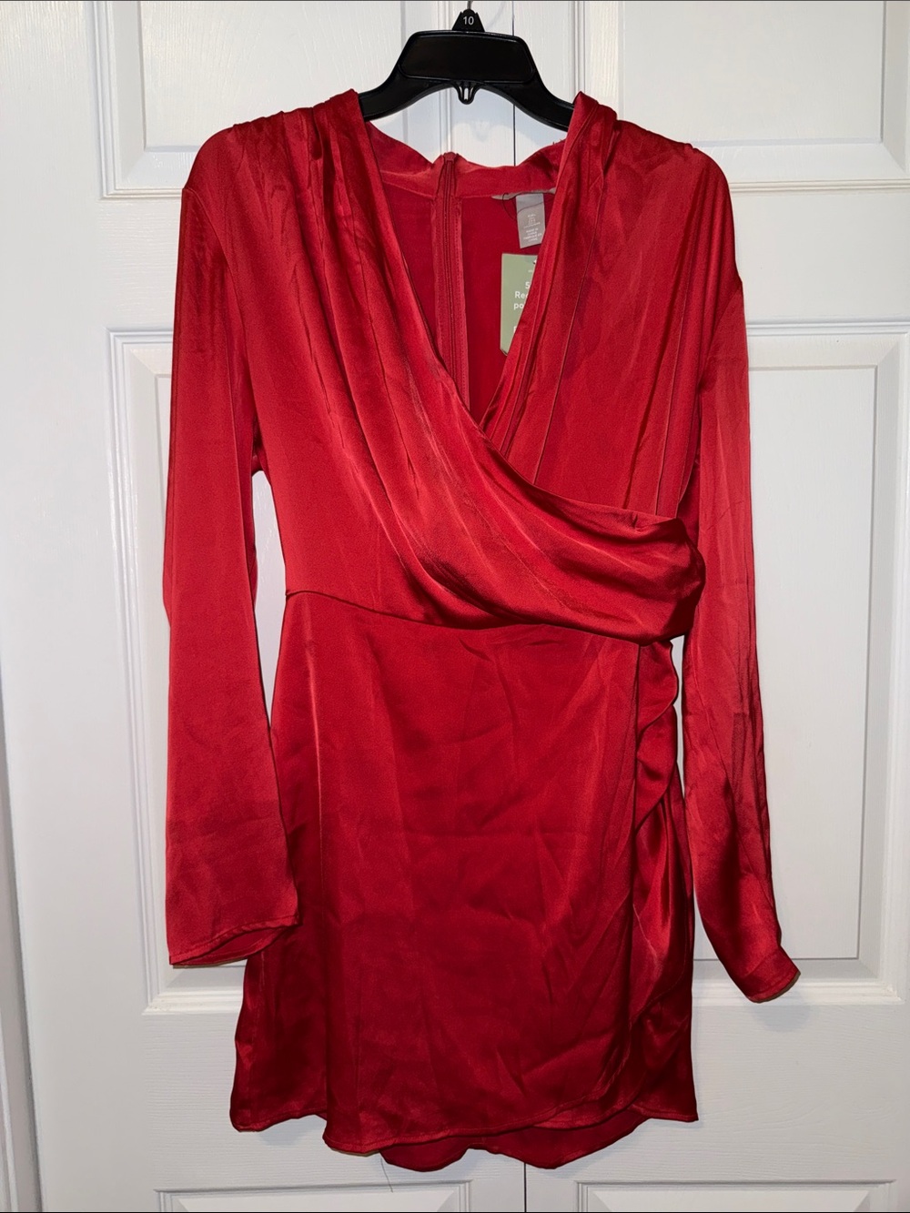 H&M Red Long-Sleeve Wrap Dress